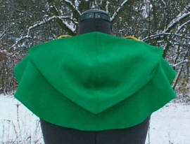 green wool crepe hood back